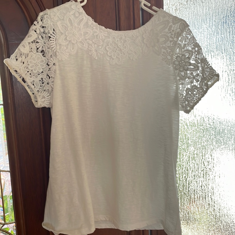 CHARTER CLUB embroidered top, NWOT, white, L